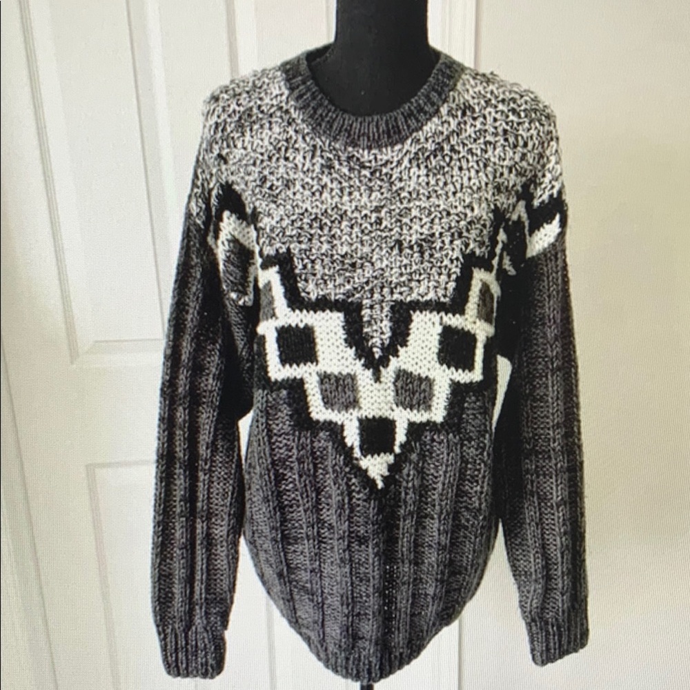 Elegant Black and White Crewneck Sweater